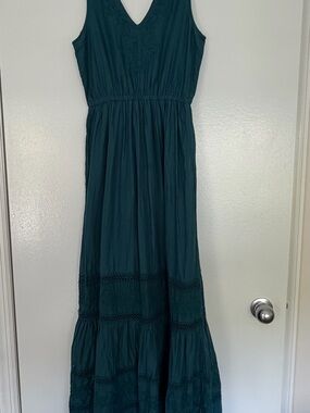 Teal Sleeveless V-Neck Maxi Dress - Elegant Casual Wear